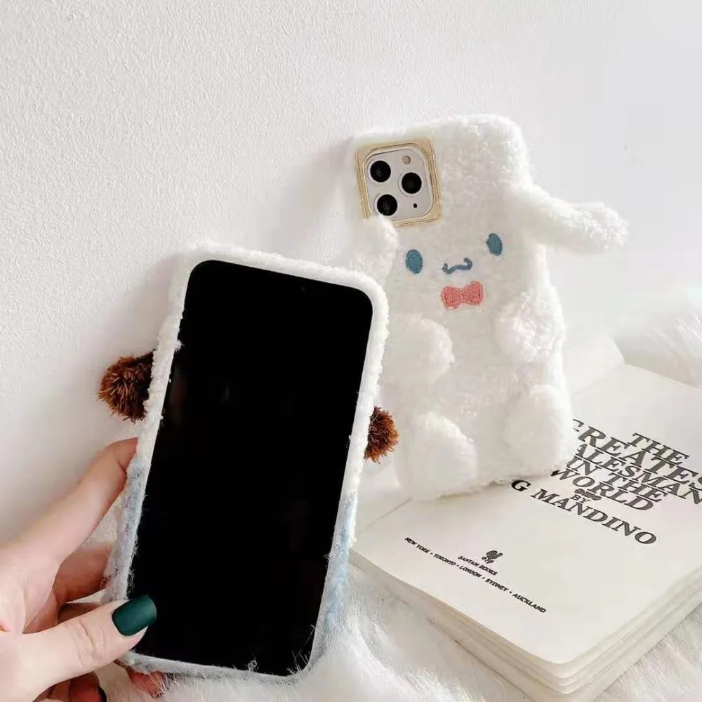 Милая теплая зимняя Мелодия Cinnamoroll кукла собака чехол для телефона пушистый плюш для iphone 11 чехол 3D мультфильм для iphone 7 8 plus XS MAX XR