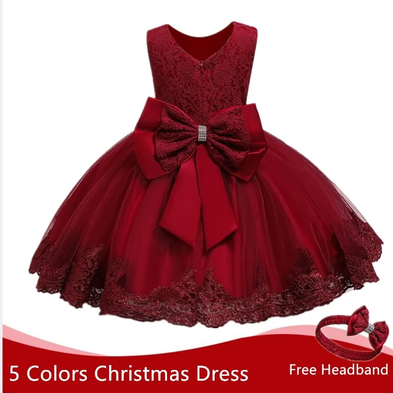 

LOOZYKIT Toddler Girl Dress Christmas Dress For Girl Red Tutu Dress Baby Girl 1 Year Birthday Dress Christening Gown Dresses