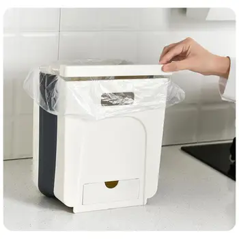 

Cabinet Door Collapsible Trash Bin Wall-hanging Trash Can With Small Drawer For Kitchen Garbage Can Used In Kitchens