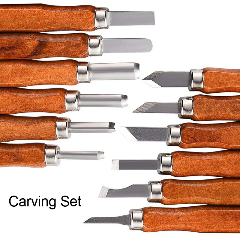 DIY 12pcs Wood Carving Set V Tools Carpenter Wood Carve Chisel Knife ...