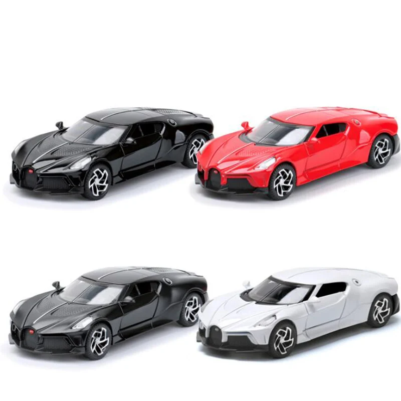 1:32 Alloy Car Bugatti La Voiture Noire Metal Toy Vehicle Sound Light Pull Back Model Children Gift Bauble For Boy Sports Car