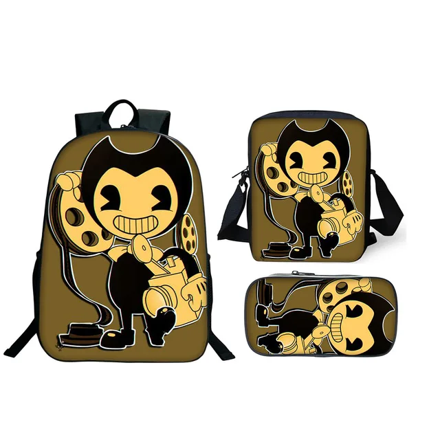 

3Pcs/Set Bendy And The Ink Machine Backpacks Set For Boy Girls Anime Book Bags Sets Laptop Backpacks School Gifts Best Birthday