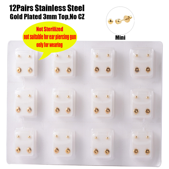 Stainless Steel Gold Color&Silver Color Full Moon Piercing Ear Cartilage Tragus Stud Jewelry Earring(Not for use in Gun)