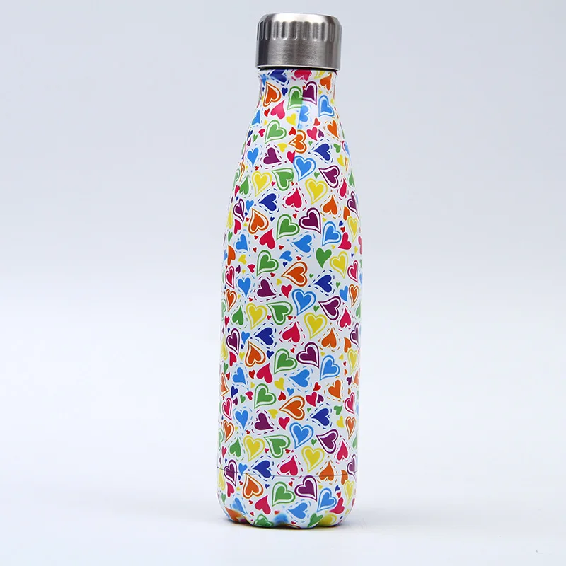 Мраморная бутылка для воды с двойными стенками из нержавеющей стали, термос для кофе, термос, термос, изолированная холодная чашка, кружка для путешествий, Спортивная бутылка для питья - Цвет: L