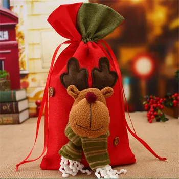 

Maxsin 2pcs/lot 2020 New Christmas supplies Santa Claus Gift Bags burlap holiday decorations Christmas Children's candy gift bag