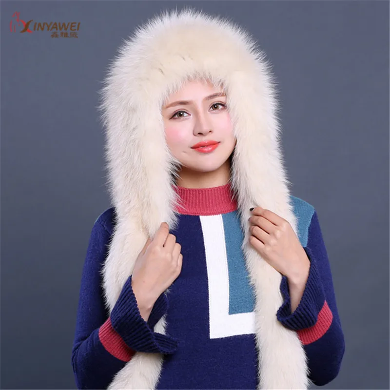 Light Khaki Аутентичные Круглая Шапка из лисьего меха Для женщин России пилот Ловец Горные лыжи Кепки наушники зимняя шапка из натурального меха енота, разные цвета на выбор шарф Кепки - Цвет: Light Khaki