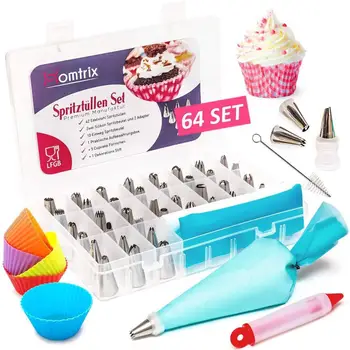 

64 Pcs/Set Nozzle Set Cake Decorating Cake Decoration Accessories Piping Bag Cake Tools Cake Decorating Tools