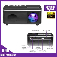 Miniproyector LED H90, dispositivo Full HD, 3D, compatible con PS4, TV, 1080, XBOX, portátil, TF, PAV/VGA/USB/TF/HDMI