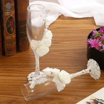 

2pcs/set Champagne Glass Wedding Toasting Flutes Drink Cup Party Marriage Decoration Cups for Parties Gift Box Wine Glass