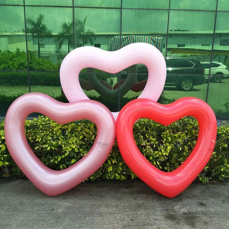 

120 Cm Heart Shape Swimming Tube, Extra-large Adult PVC Inflatable Heart Swim Ring Environmentally Friendly