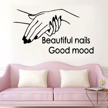

Colorful Beautiful Nails Wall Sticker Vinyl Decals For Beauty Rooms Decor Nail Room Vinyl Mural Barber Wall Decal