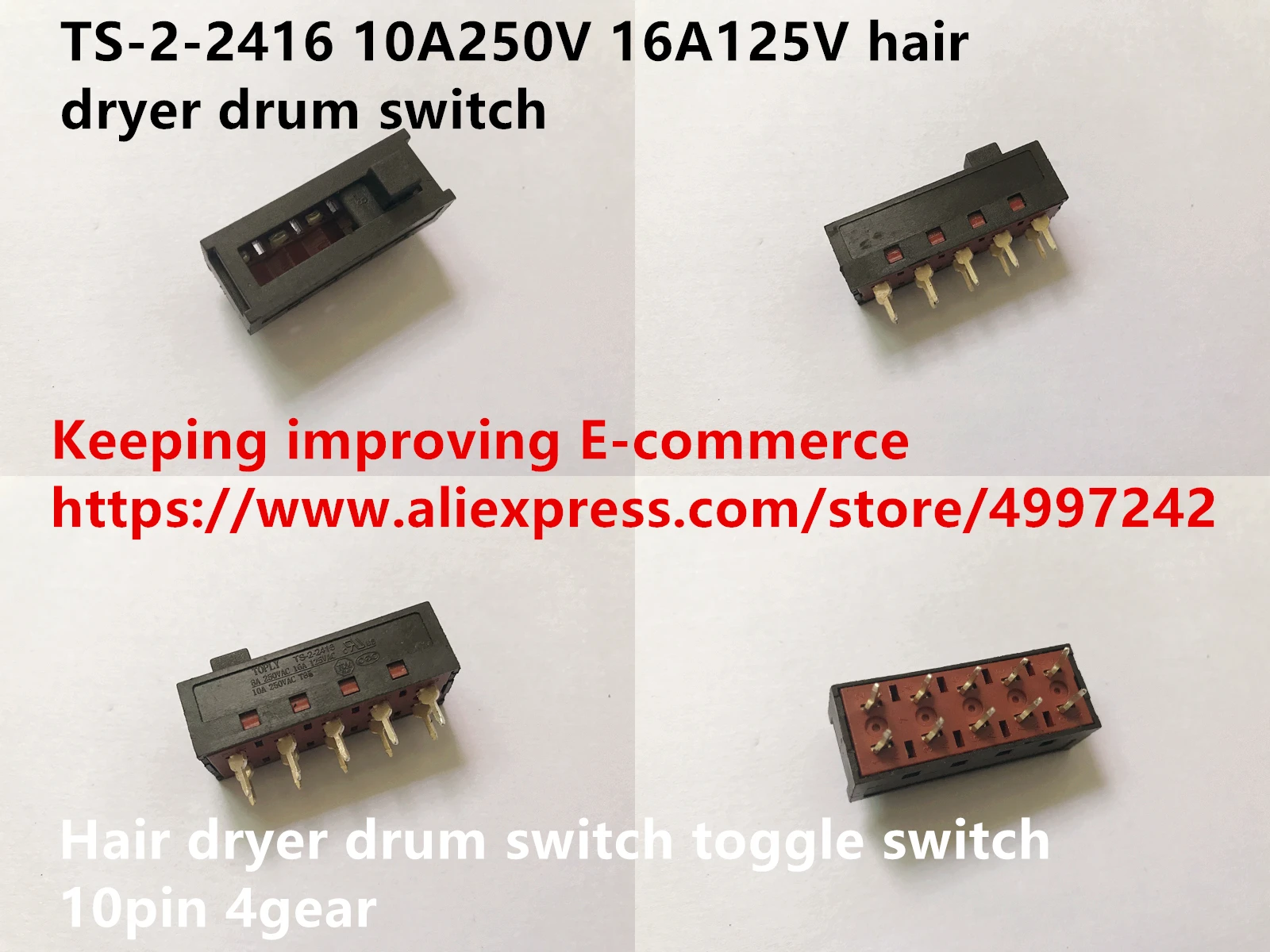 Оригинальная Новинка 100% ная сушилка для волос 10A250V 16A125V барабанный переключатель