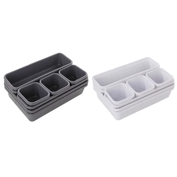 

8pcs Drawer Organizers Storage Box Drawer Inner Container Plastic Box Set