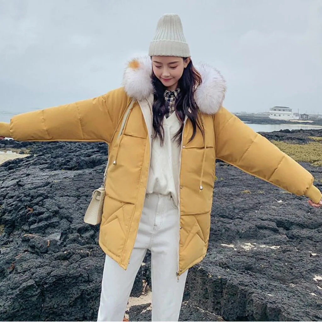 Женская парка, зимняя парка с длинным рукавом, с капюшоном, в стиле Харадзюку, свободная зимняя куртка, женская повседневная куртка размера плюс, пальто, парка - Цвет: YE