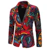 Fashion Men Slim fit Casual Blazers Men Nation Style 3D Flower Printed Long Sleeve Mens Suits Casual Lapel Party Club Tuxedo 3