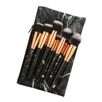 

Pretty Comy 10PCS Makeup Brushes Set Foundation Contour Blusher Marbling Handle Cosmetic Kit + 1PC Black Marble Makeup Bag Tool