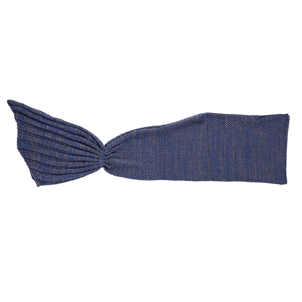 navy blue 180 90 cm OUTAD Новое одеяло из пашмины в виде русалки, вязаное осенне-зимнее теплое шерстяное одеяло в виде хвоста русалки, 140*70/180*90 см, покрывало - Цвет: navy blue 180 90 cm