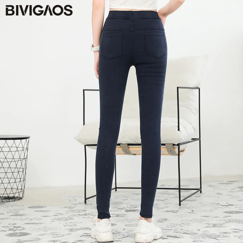 BIVIGAOS Новинка 2019 года Мода и досуг облегающие джинсы леггинсы средней длины с