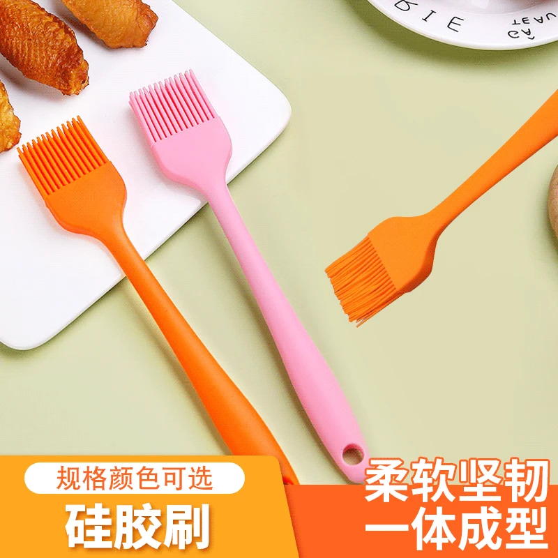 Small Number 21cm Silicone Oil Integrated Brush Silica Gel Brush BBQ Barbecue with Seasoning Mechanism Cake Bakery with Brush