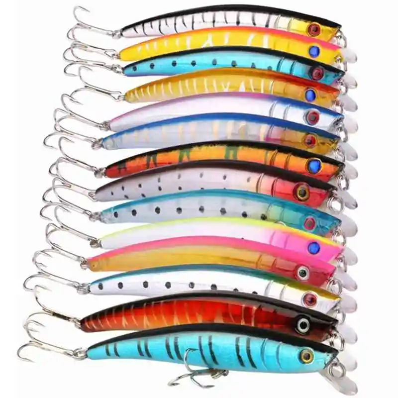 

14PCS Fishing Bait Sea Fishing Lures Set Laser-Lures Fishing Set Kits for Bass Minnow CrankBaits with Spangle Triple Hook 11.5cm