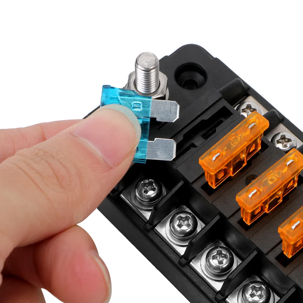 Fuse Holder Car Fuses Kit Fuse Box Holder Fuse Box Circuit Adapters and Fuse Set Fuse Box Holder 6 Ways 12 Ways Blade Fuse Block With Double Fuses For Auto Car Marine Trike Flame Retardant 32V 75A