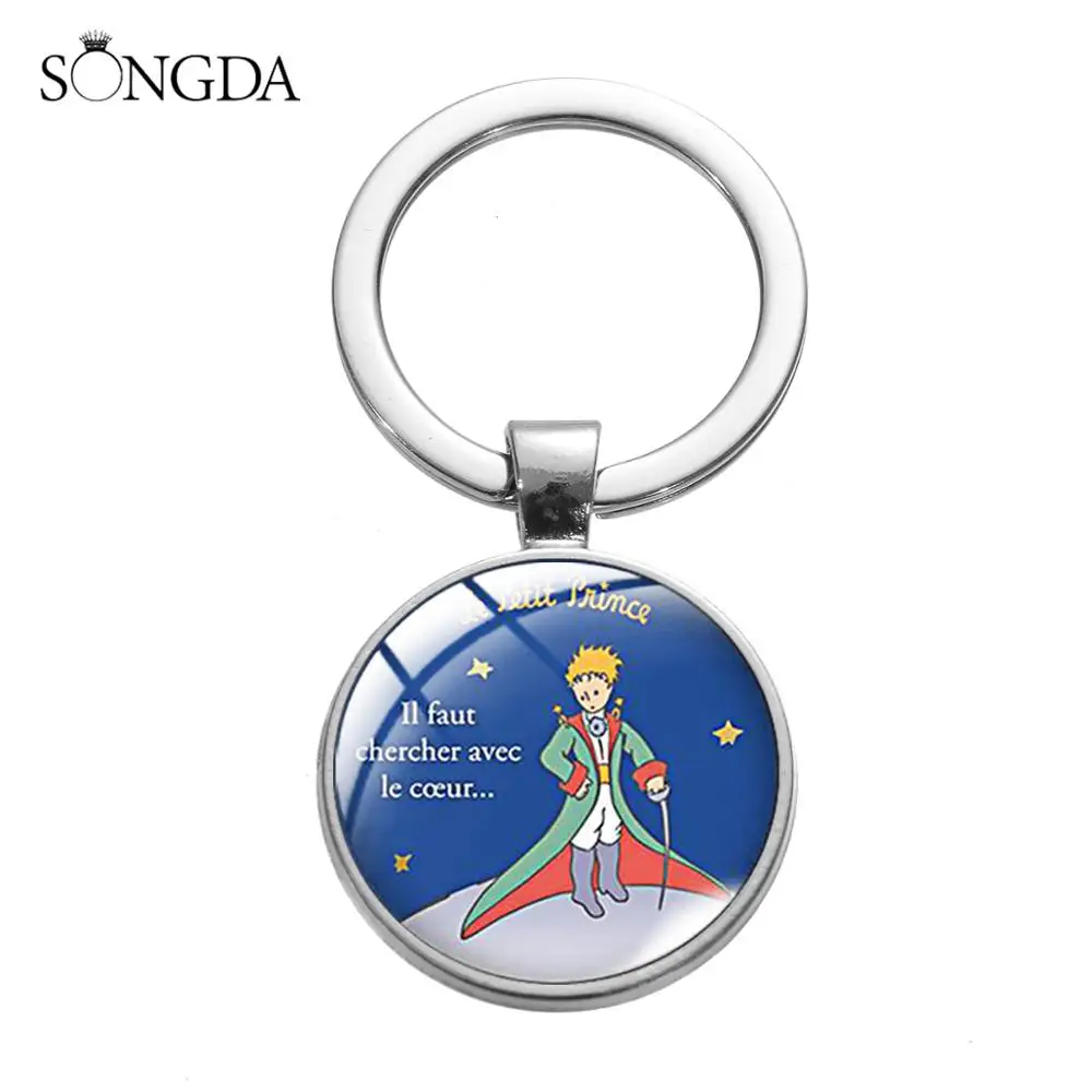 Le Petit Prince Cartoon Keychain Fairy Tale The Little Collection Glass Photo Cabochon Key Ring Chain For Friends | Украшения и