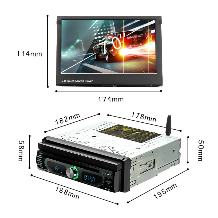 Best Rotatable 1 Din 7-inch MP5 Car Radio for Universal Car Dvd Player GPS  FM MP3 MP4 Navigation Bluetooth Car Accessory Car Stereo 1