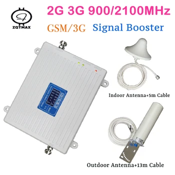 

ZQTMAX 2g 3g mobile signal booster 900 2100mhz cellular signal amplifier UMTS Data Internet repeater with antenna accessories