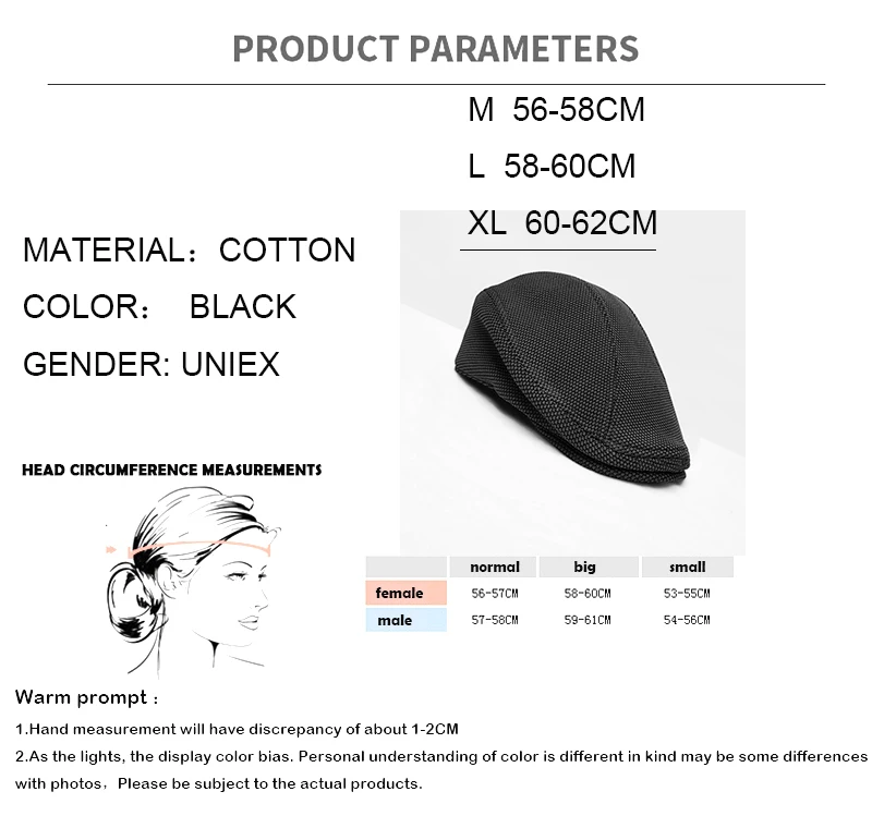 Big head circumference Cotton Beret Caps Outdoor Bone Brim Hats Womens Mens Herringbone Solid Flat Berets Hat BLM78