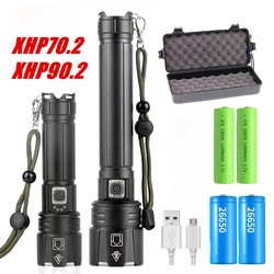 Lampe de poche Super puissante à lumière Led, torche tactique Rechargeable 26650, Usb, torche Cree XHP90.2 