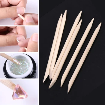 

100Pcs/Set Women Double End Nail Art Wood Stick Cuticle Pusher Remover Pedicure Point Dotting Professional Nail Art Tool Set