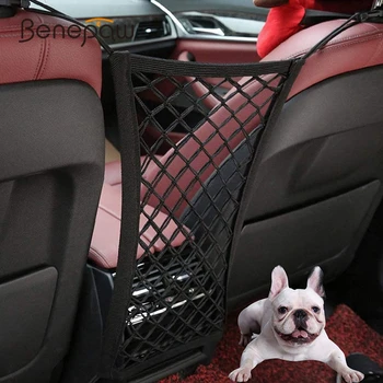 

Benepaw Mesh Car Dog Front Seat Barrier Elastic Vehicle Seat Net Organizer Design For Cars SUVs Universal Fit Easy To Install