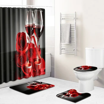 

Decoration Shower Curtain Home Fashion Patterns Polyester Non-slip Rose