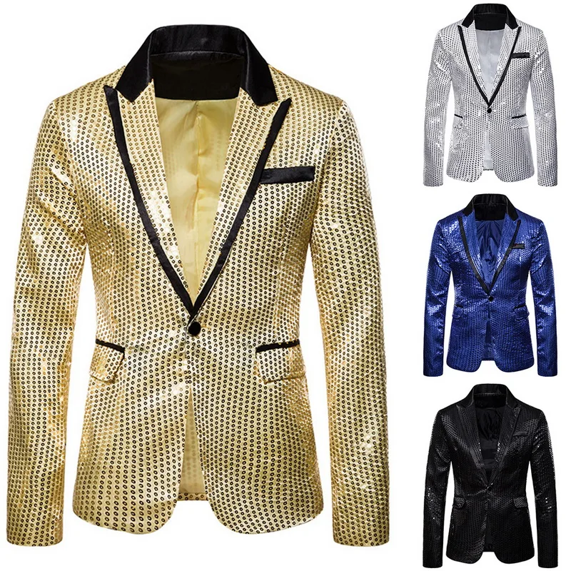 New Shiny Mens Blazer Jackets Vintage Velvet Suit Jackets Wedding Party Suit Jacket Groom Costume Stage Blazer Terno Masculino