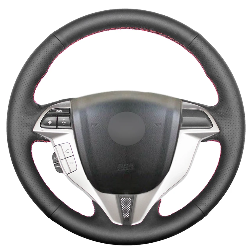 Сшитый вручную черный Противоскользящий чехол рулевого колеса автомобиля из