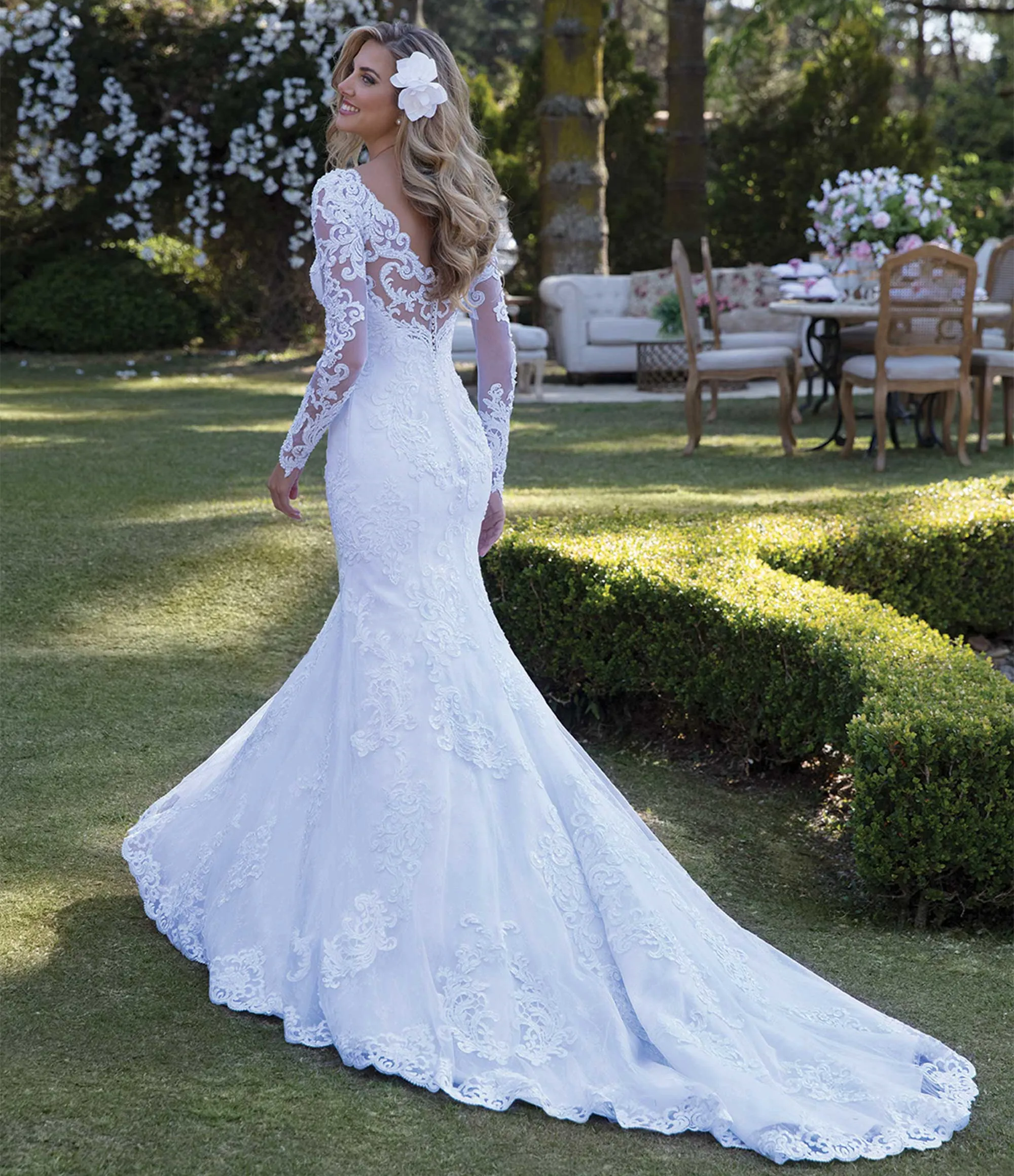 Sexy Wedding Dresses Mermaid Long Sleeve Tulle Lace Beaded Pearls Formal 2022 New Design Gowns Vestido De Noiva KW11 | Свадьбы и