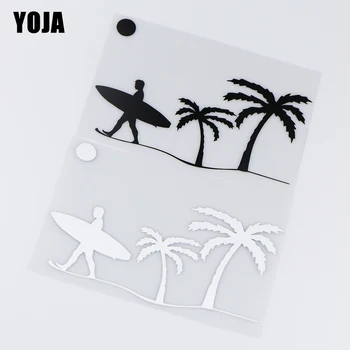 

YOJA 17X11.2CM Stylish Windshield Decorative Decal Surfer Palm Tree Pattern Car Sticker ZT4-0248