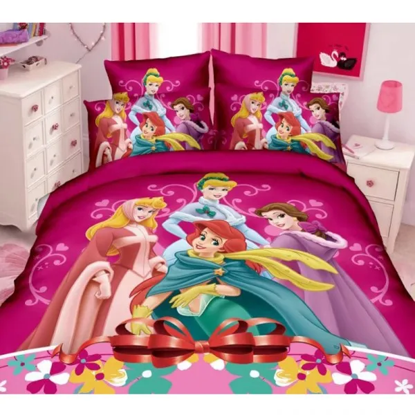 Princess 1 3D печатных Постельное белье Эльзы из мультфильма "Холодное сердце", «Анна», «Рапунцель»; для девочек и мальчиков тонкие туфли постельное белье пододеяльник, наволочки для подушек для 0,9 м-1,2 м кровать - Цвет: Princess 1