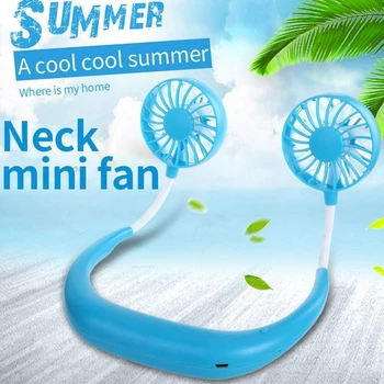 

Hands-free Portable Neck Hanging Fan Air Cooler Outdoor Travel USB Charging Small Fan USB Rechargeable Dual Fan Mini Air Cooler
