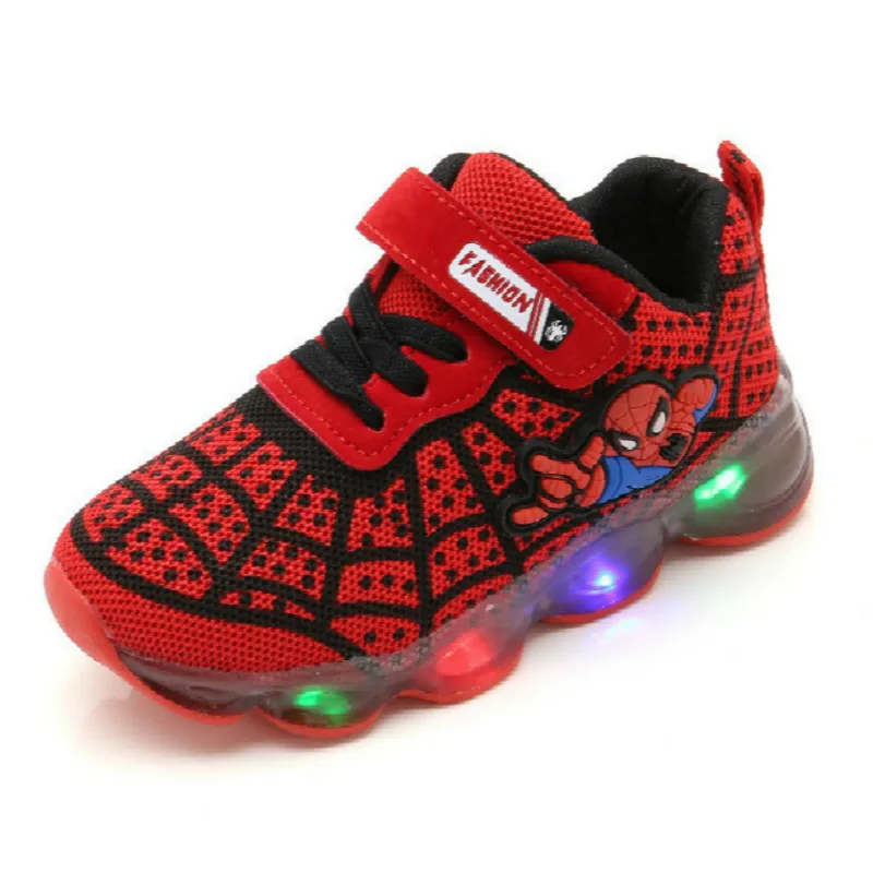 Boys Sneaker Girls Cartoon Spiderman 2020 Spring Autumn Kids Led Shoes with Lights Children Toddler Baby | Детская одежда и обувь