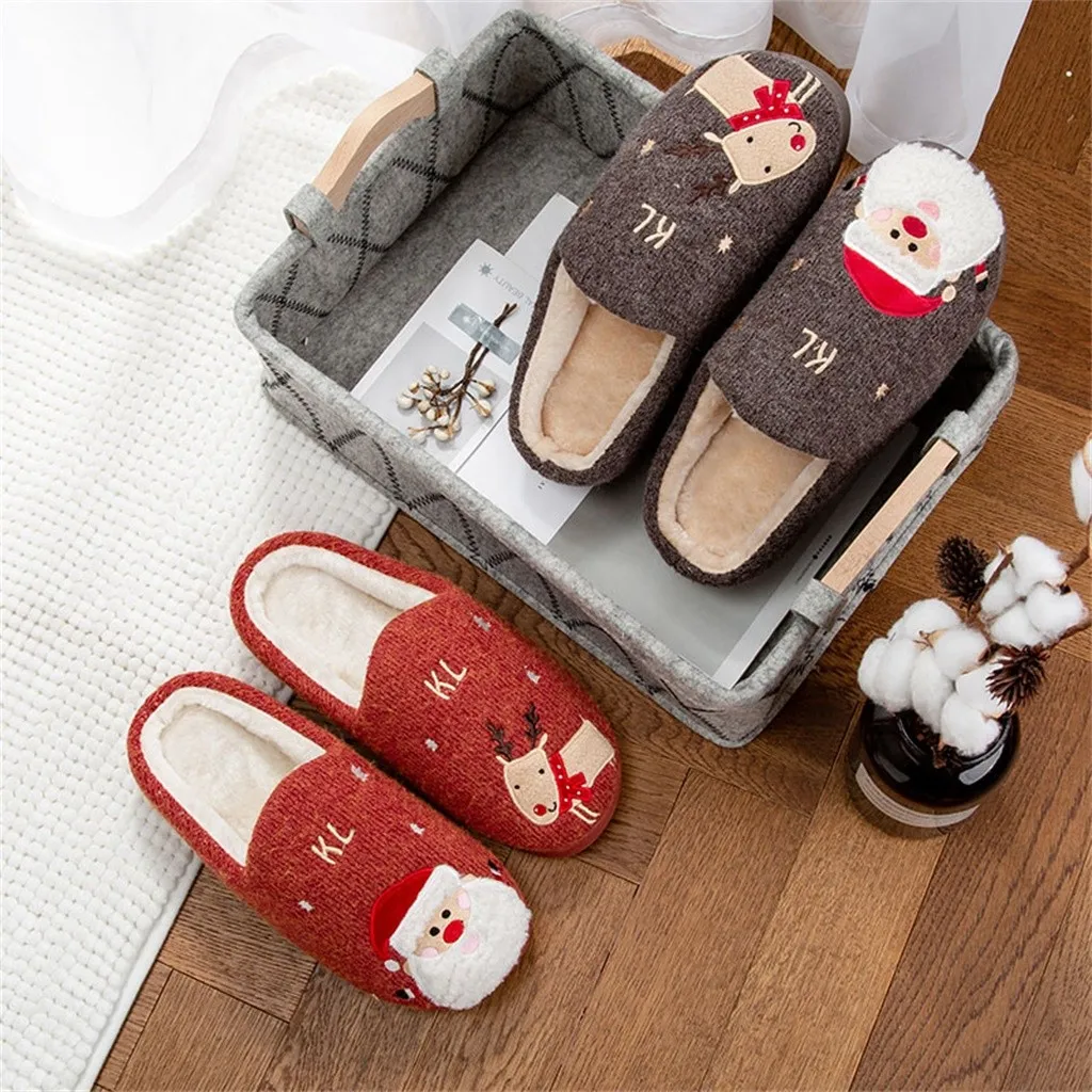 Рождественская обувь; мужские домашние тапочки; теплые рождественские мужские тапочки на платформе; обувь с принтом Санта-Клауса и оленя; Мужская обувь; zapatos hombre