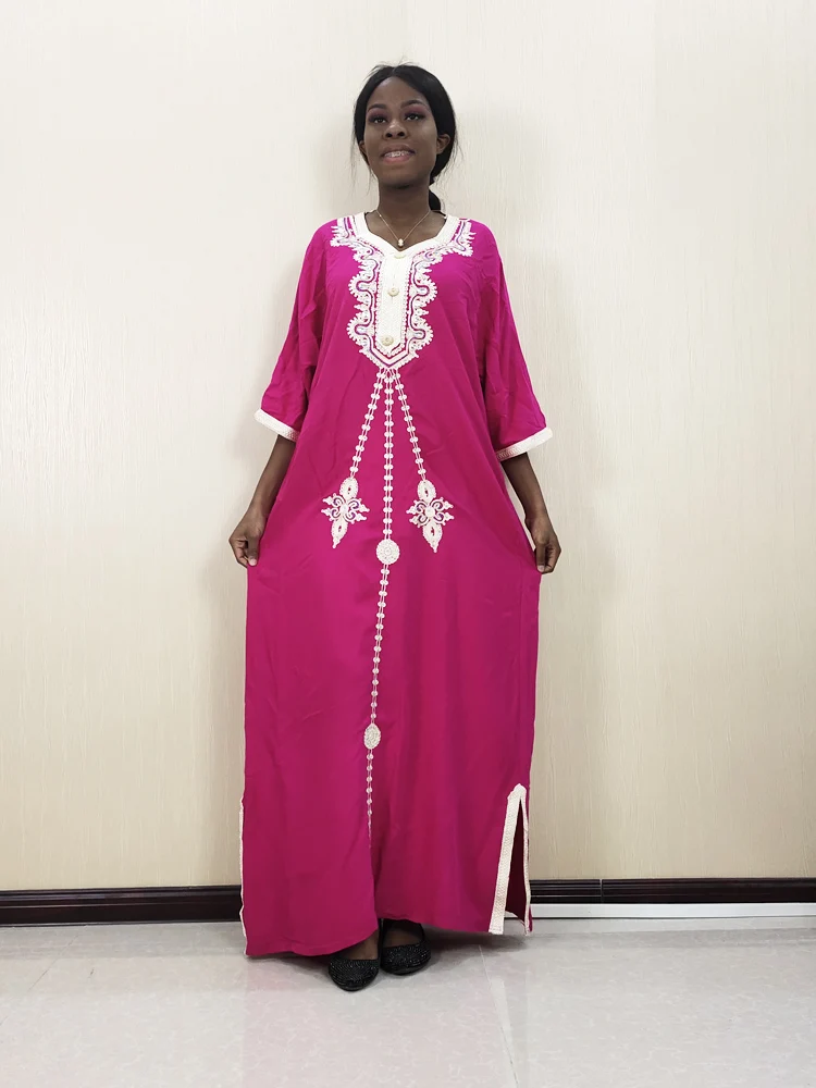 African Kwanzaa Embroidery Half-sleeved Elegant Sequin Dashiki Dress for Lady