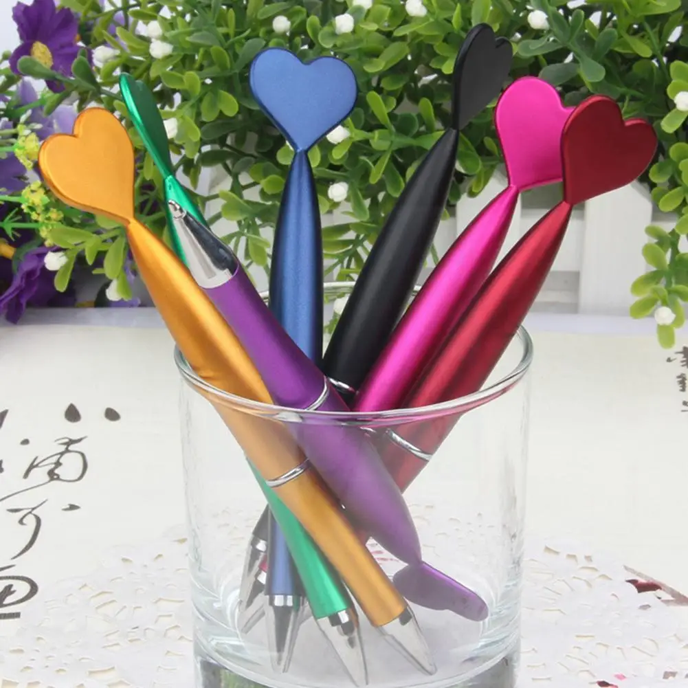Metal Heart Shape Ballpoint Pen Love Series Write School Girl Gift