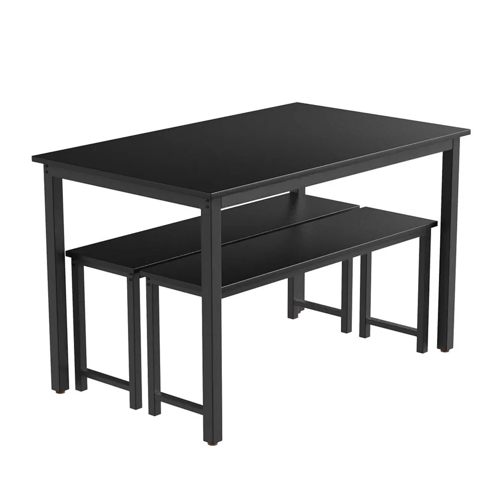 

3 Piece Dining Table Set 2 Bench 1 Table Metal Kitchen Room Breakfast Furniture Studio Desk Chair Set Easy to assemble