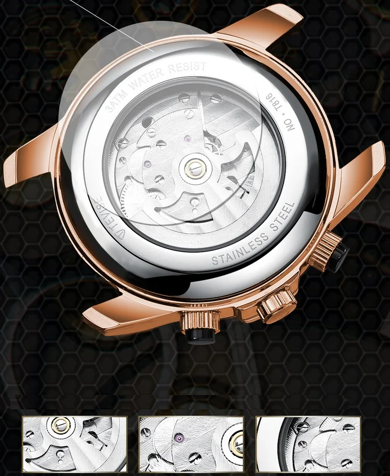 Big Man Watch TEVISE T816A Tourbillon Week Date Month Automatic Mechanical Wristwatch Luminous Hand Scale Watch Men Dropshipping (6)