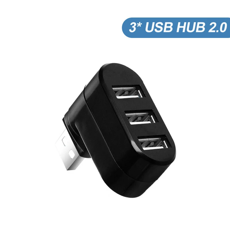 Usb-хаб, вращающийся, высокоскоростной, 3 порта, USB, несколько концентраторов, 2,0, USB адаптер для ноутбука, компьютера, концентратор, USB, несколько карт-ридеров, адаптер