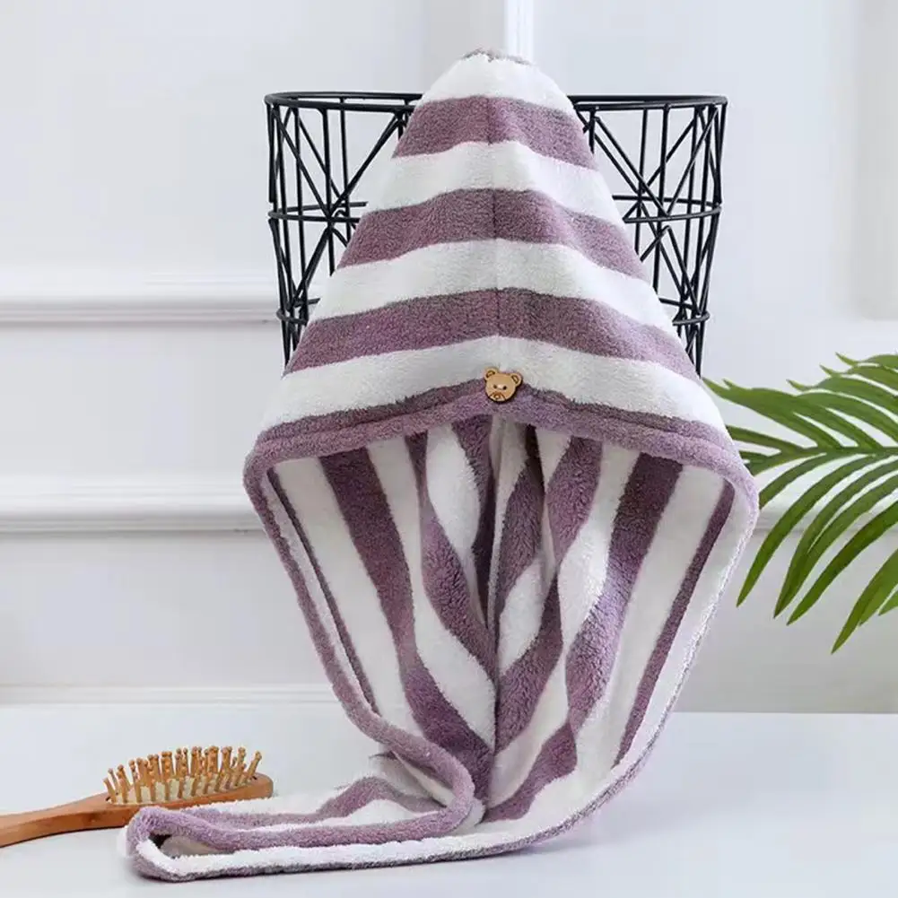 Premium Shower Head Towel Safe Wrapped Bath Cap Quick Drying Convenient Hair Towel Wrap with Buttons