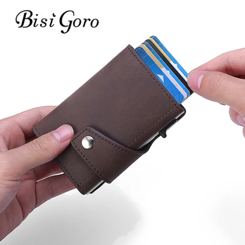 Кошелек мужской BISI GORO с автоматической блокировкой RFID отделением для кредитных