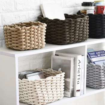 

Storage Basket Cotton Crochet Handmade Basket Natural Fabric Baby Toys Child Clothes Desktop Foldable Organizer