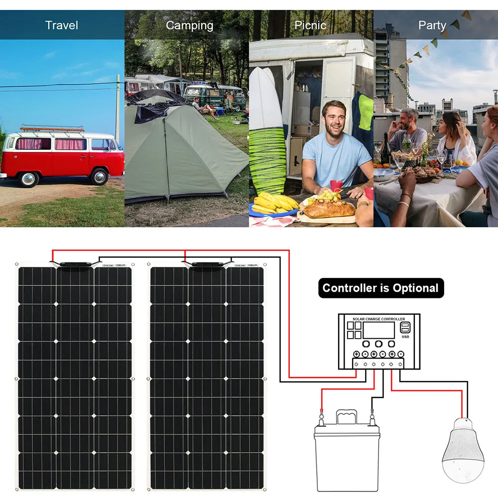 Napelemes Ablaktábla készlet majd 300w 200w 100w Alkalmazkodó m napelemes panels 12v 24v Magas légnyomású levegő Teljesítőképesség Üteg töltő Modul